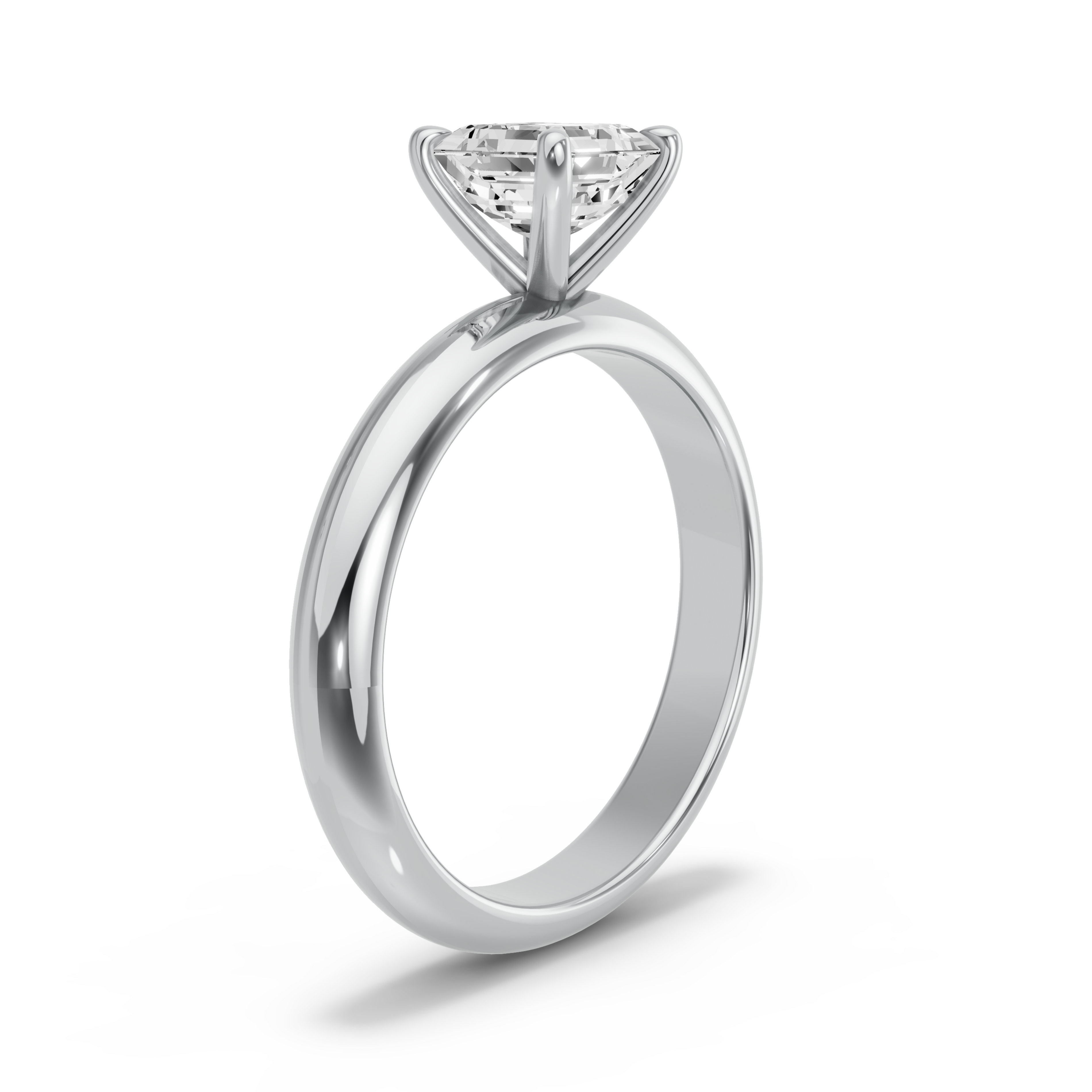 Image for Asscher Four Prong Ring with Knife Edge Solitaire band in 14K Two Tone Rose Gold