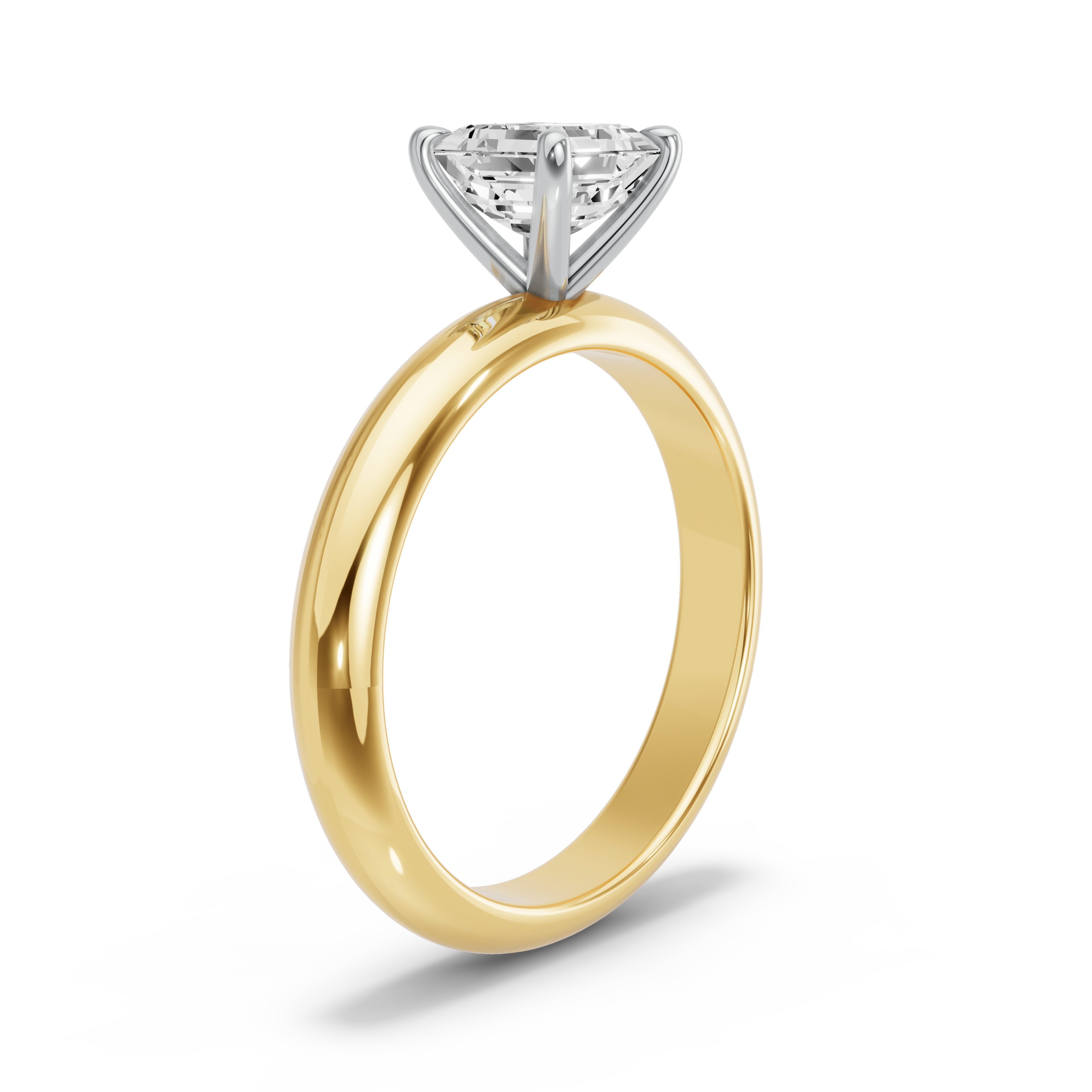 Image for Asscher Four Prong Ring with Knife Edge Solitaire band in 10K Rose Gold