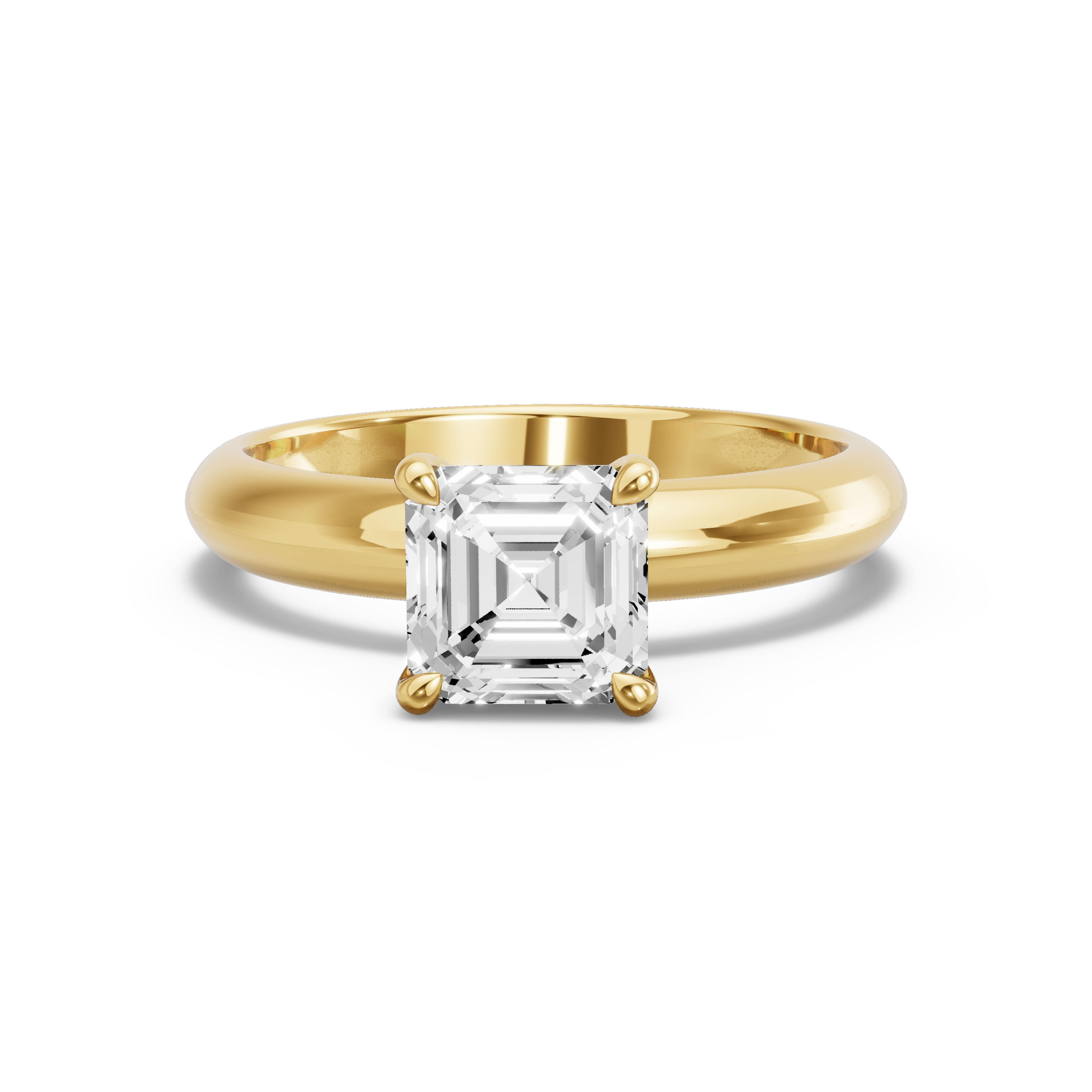 Image for Asscher Four Prong Ring with Knife Edge Solitaire band in 10K White Gold