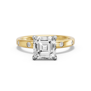 Image for Asscher Four Prong Ring with Sleek Accent band