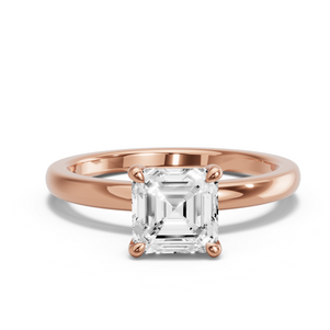 Image for Asscher Four Prong Ring with Solitaire band