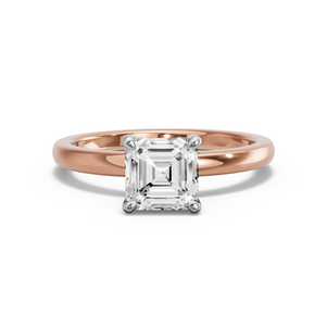 Image for Asscher Four Prong Ring with Solitaire band