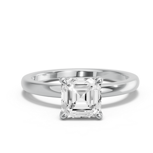 Image for Asscher Four Prong Ring with Solitaire band
