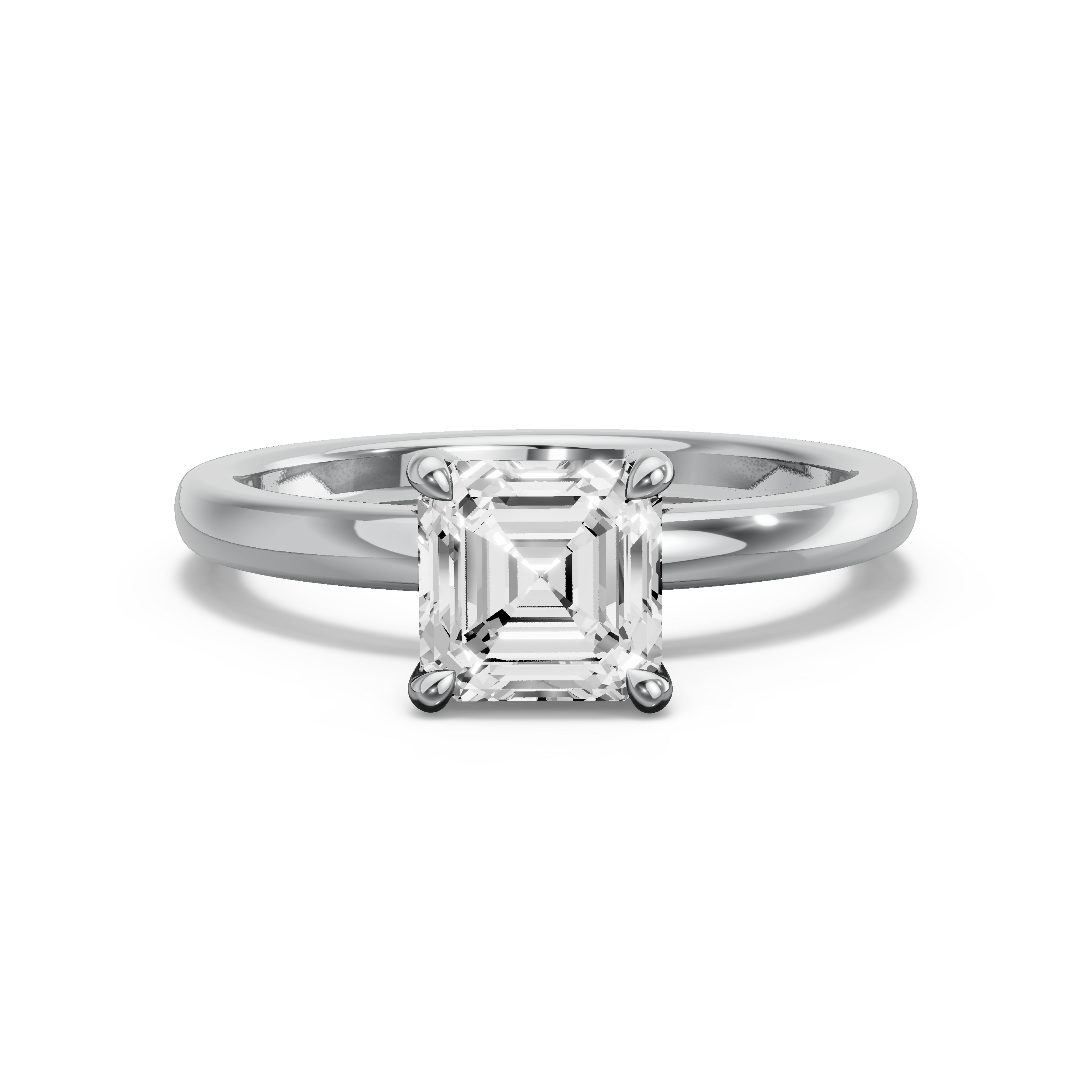 Image for Asscher Four Prong Ring with Solitaire band in 18K Two Tone Rose Gold