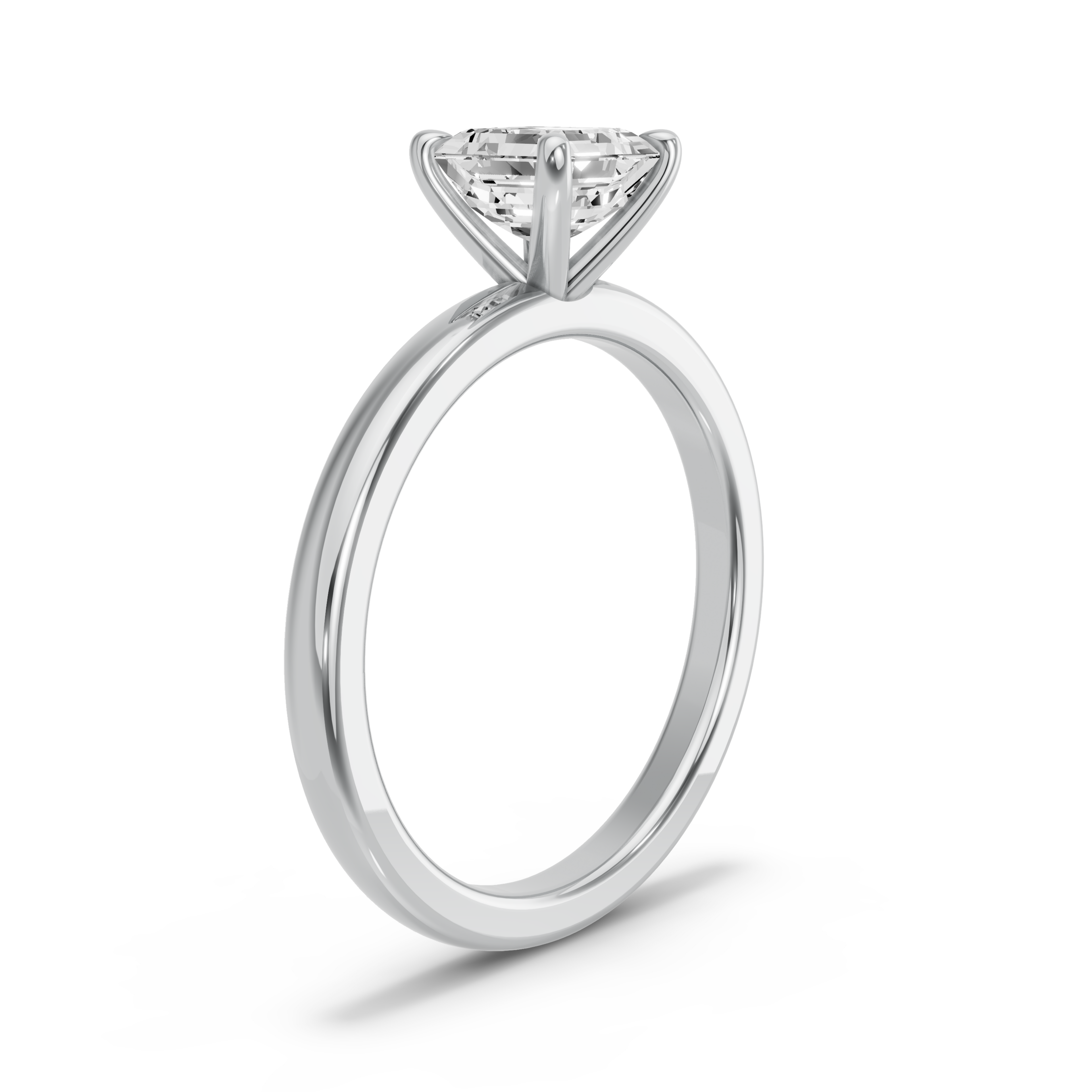 Image for Asscher Four Prong Ring with Solitaire band in 18K Two Tone Rose Gold
