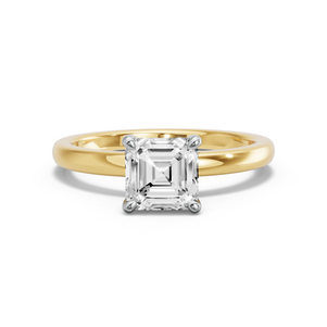 Image for Asscher Four Prong Ring with Solitaire band