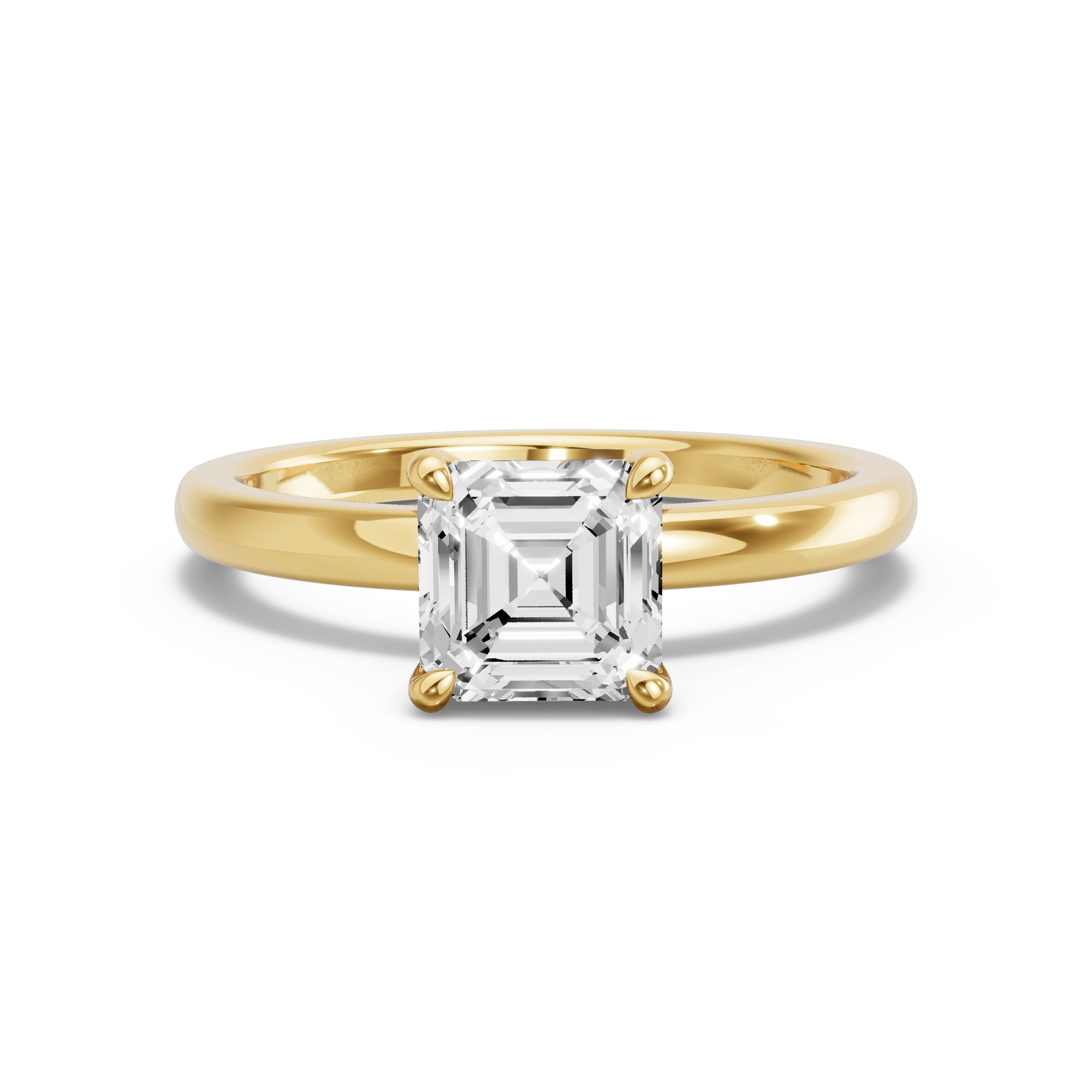 Image for Asscher Four Prong Ring with Solitaire band in 10K White Gold