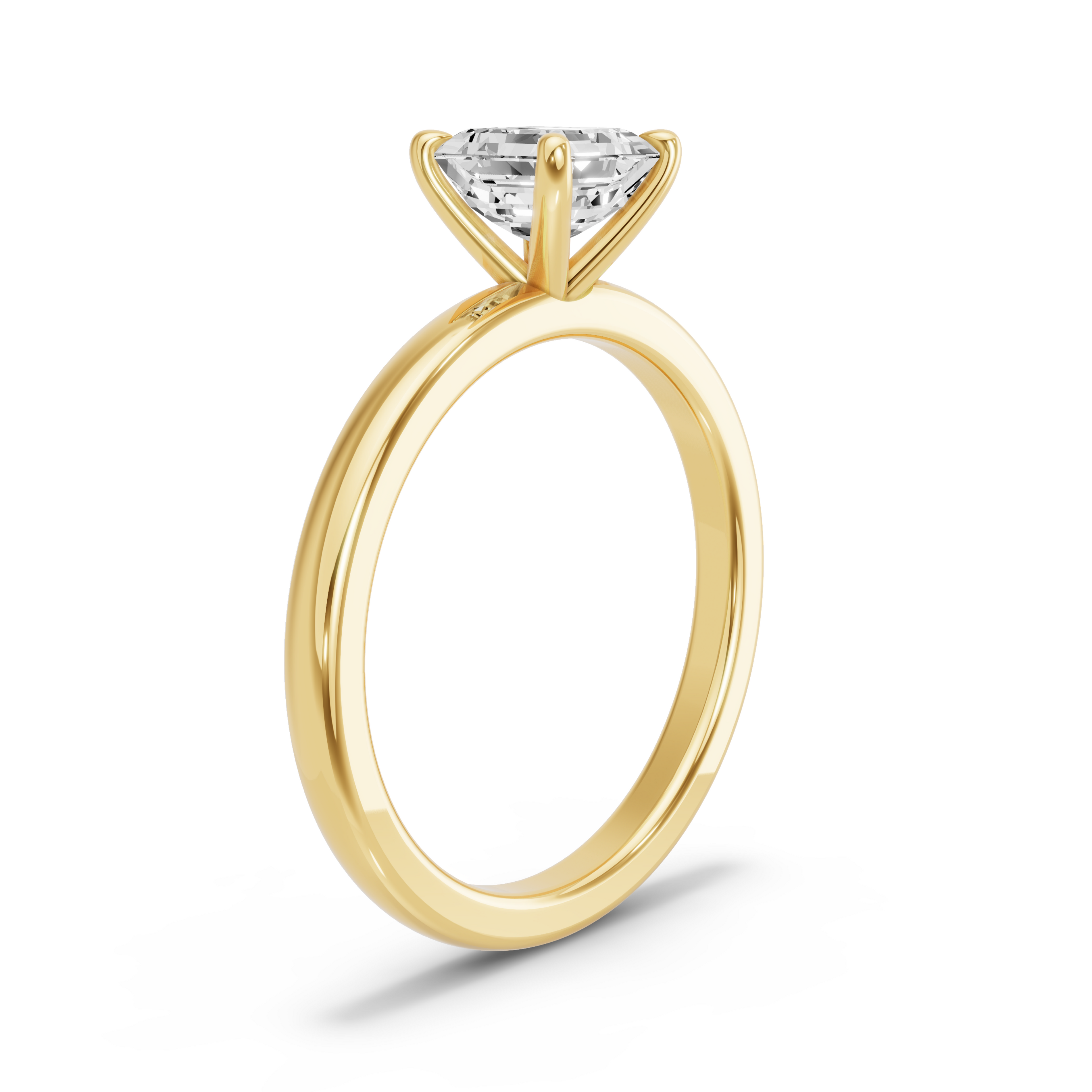 Image for Asscher Four Prong Ring with Solitaire band in 14K White Gold