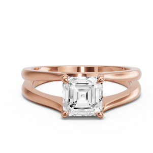 Image for Asscher Four Prong Ring with Split Ring Solitaire band