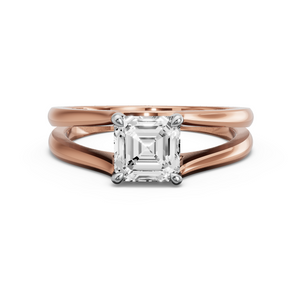 Image for Asscher Four Prong Ring with Split Ring Solitaire band