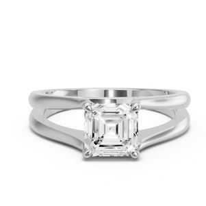 Image for Asscher Four Prong Ring with Split Ring Solitaire band