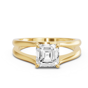 Image for Asscher Four Prong Ring with Split Ring Solitaire band