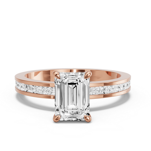 Image for Emerald Four Prong Ring with Channel band
