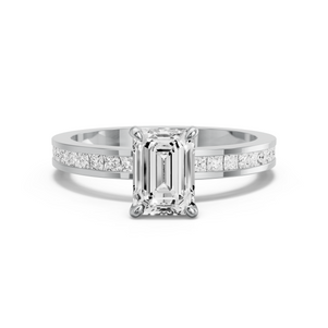Image for Emerald Four Prong Ring with Channel band