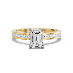 Image for Emerald Four Prong Ring with Channel band