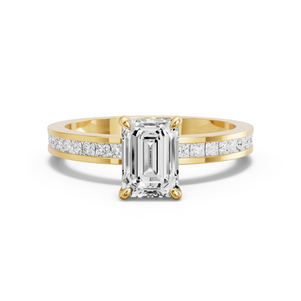 Image for Emerald Four Prong Ring with Channel band