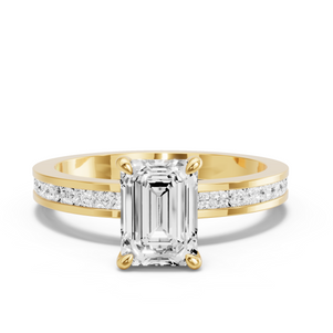 Image for Emerald Four Prong Ring with Channel band