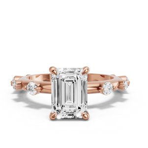Image for Emerald Four Prong Ring with Floating Station band