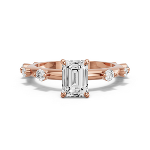 Image for Emerald Four Prong Ring with Floating Station band
