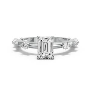 Image for Emerald Four Prong Ring with Floating Station band