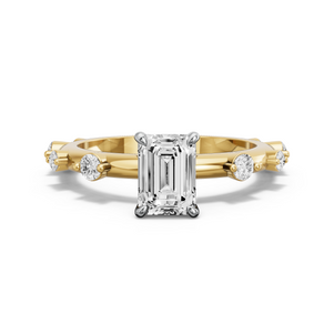 Image for Emerald Four Prong Ring with Floating Station band