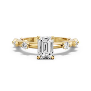 Image for Emerald Four Prong Ring with Floating Station band