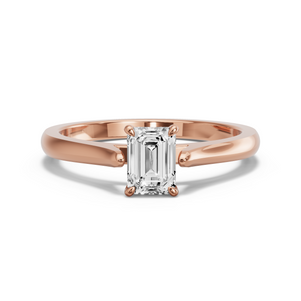Image for Emerald Four Prong Ring with Knife Edge Cathedral band