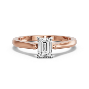 Image for Emerald Four Prong Ring with Knife Edge Cathedral band
