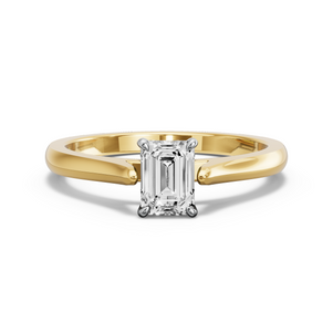 Image for Emerald Four Prong Ring with Knife Edge Cathedral band