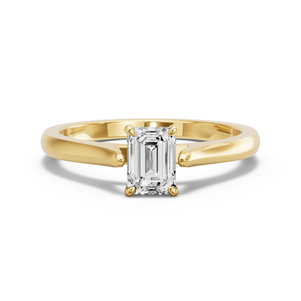 Image for Emerald Four Prong Ring with Knife Edge Cathedral band