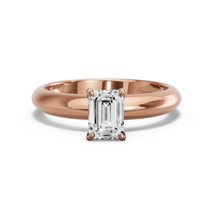 Image for Emerald Four Prong Ring with Knife Edge Solitaire band