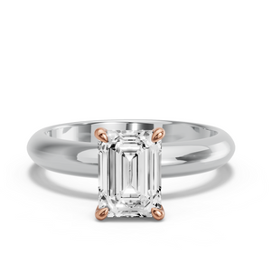 Image for Emerald Four Prong Ring with Knife Edge Solitaire band