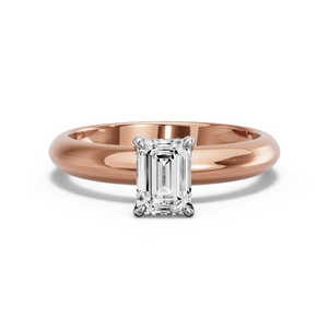 Image for Emerald Four Prong Ring with Knife Edge Solitaire band