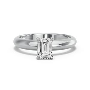Image for Emerald Four Prong Ring with Knife Edge Solitaire band