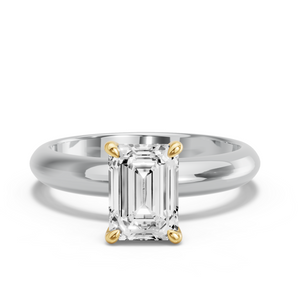 Image for Emerald Four Prong Ring with Knife Edge Solitaire band