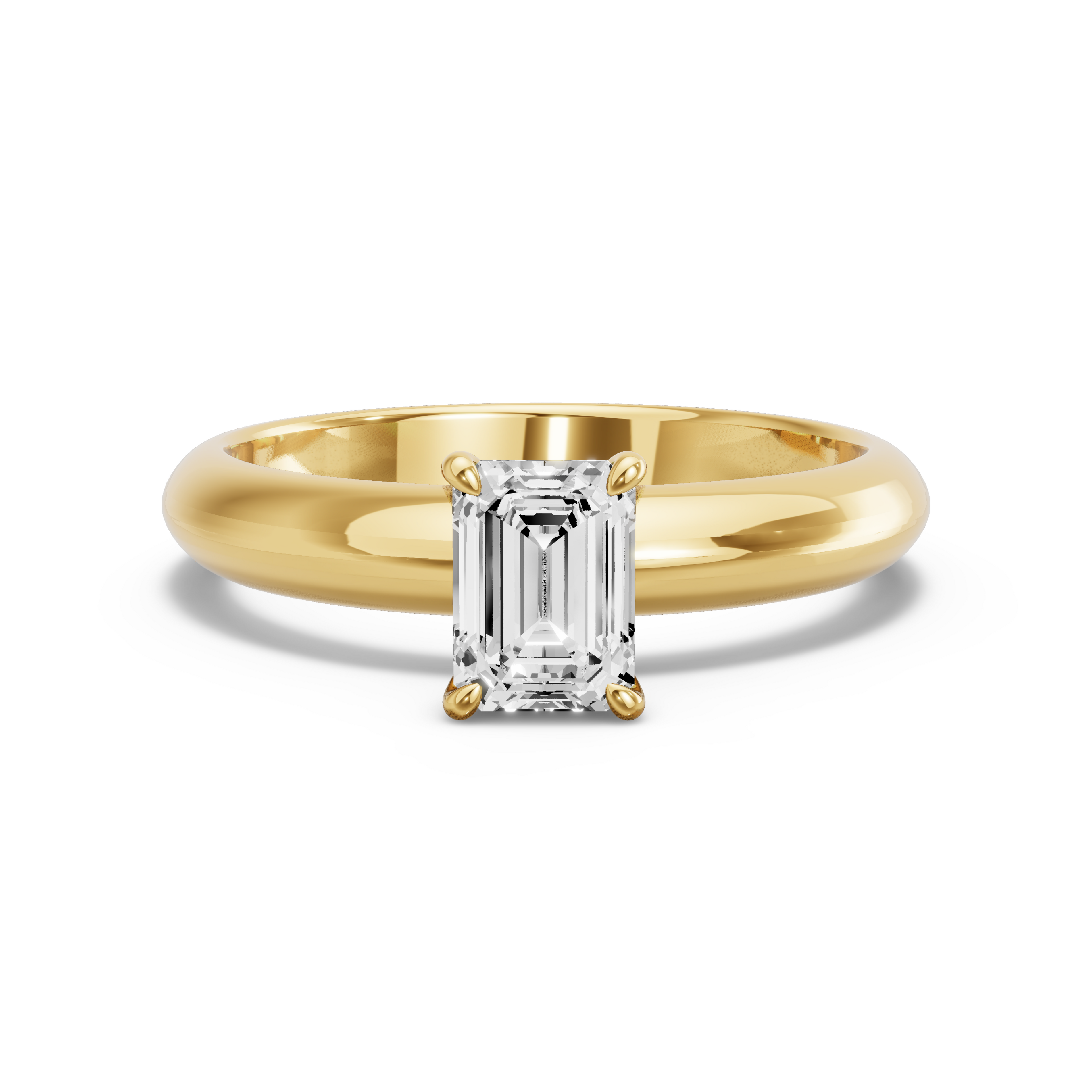 Image for Emerald Four Prong Ring with Knife Edge Solitaire band in 10K Yellow Gold