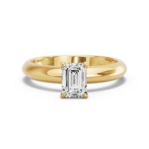 Image for Emerald Four Prong Ring with Knife Edge Solitaire band