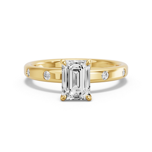 Image for Emerald Four Prong Ring with Sleek Accent band