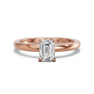 Image for Emerald Four Prong Ring with Solitaire band