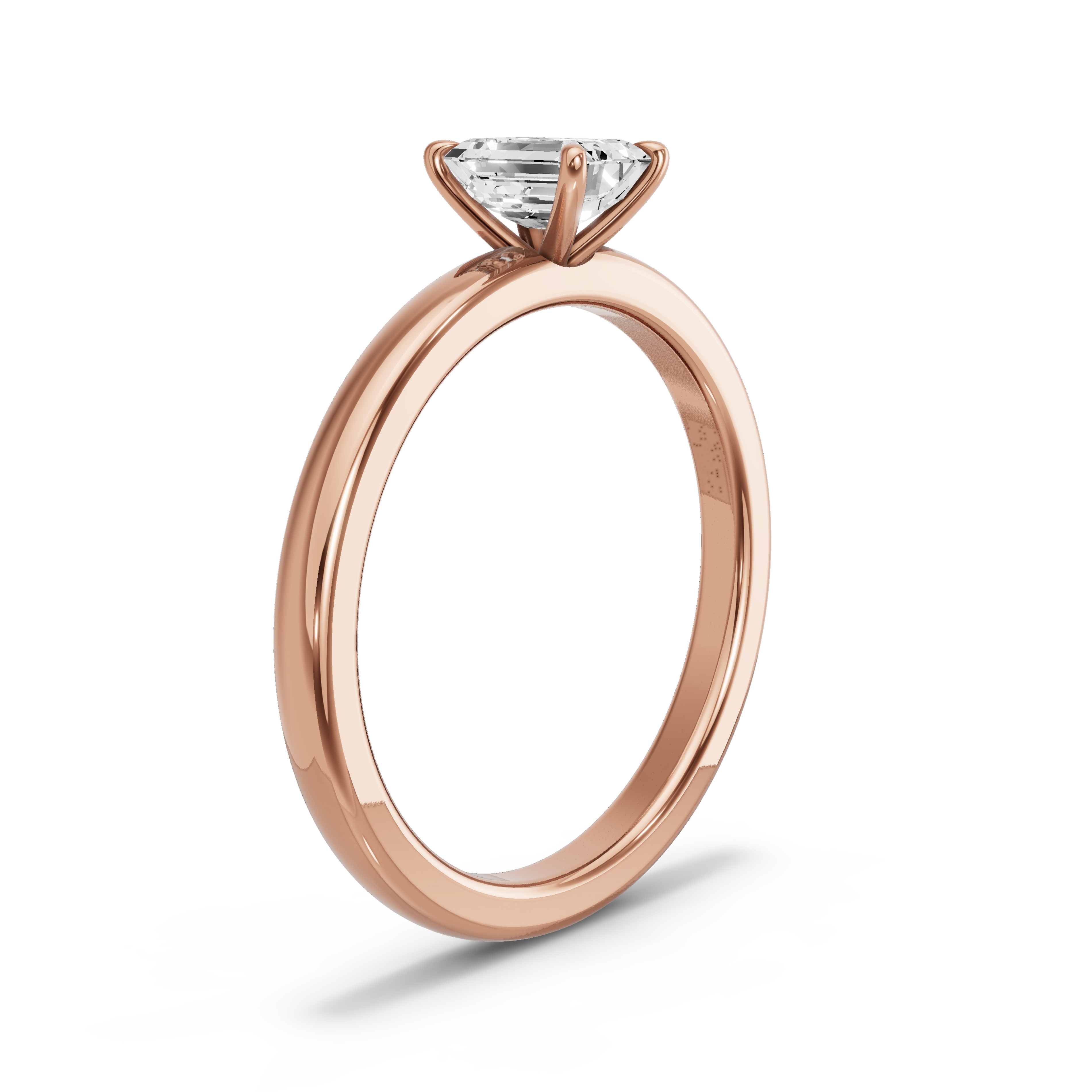 Image for Emerald Four Prong Ring with Solitaire band in 10K Rose Gold
