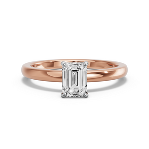 Image for Emerald Four Prong Ring with Solitaire band