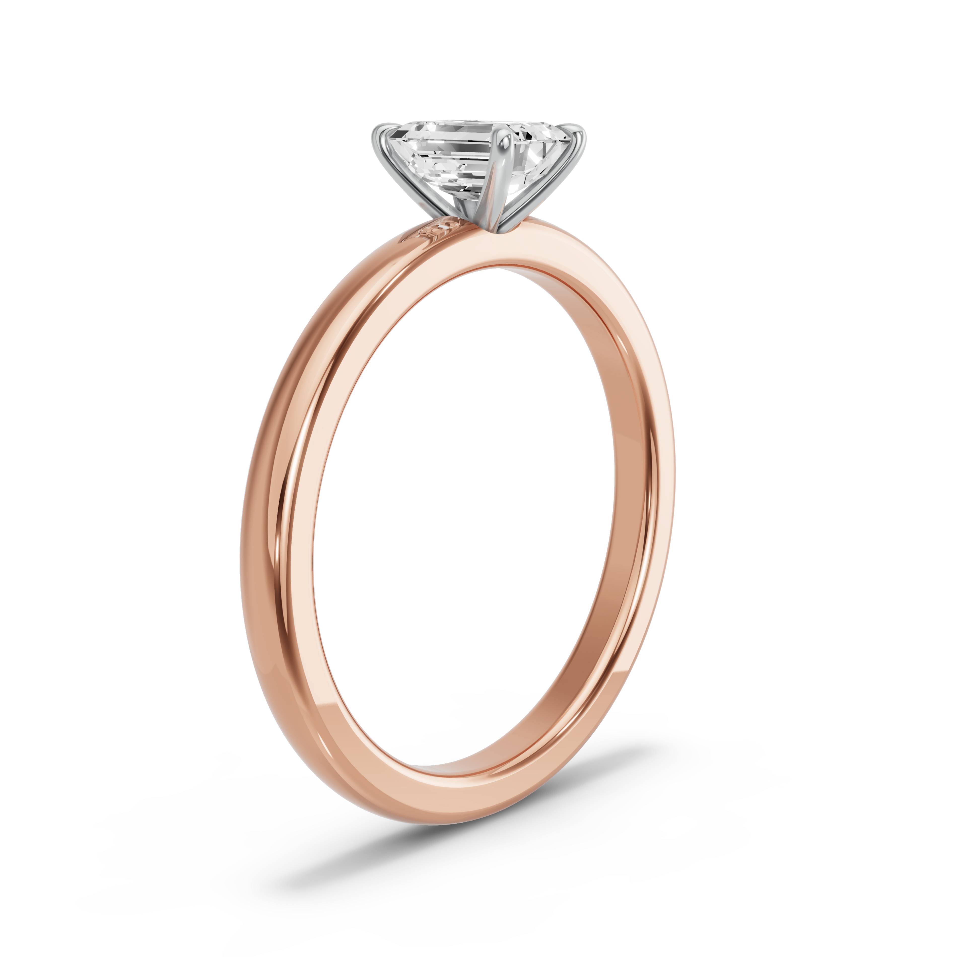 Image for Emerald Four Prong Ring with Solitaire band in 10K Two Tone Rose Gold