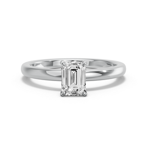 Image for Emerald Four Prong Ring with Solitaire band