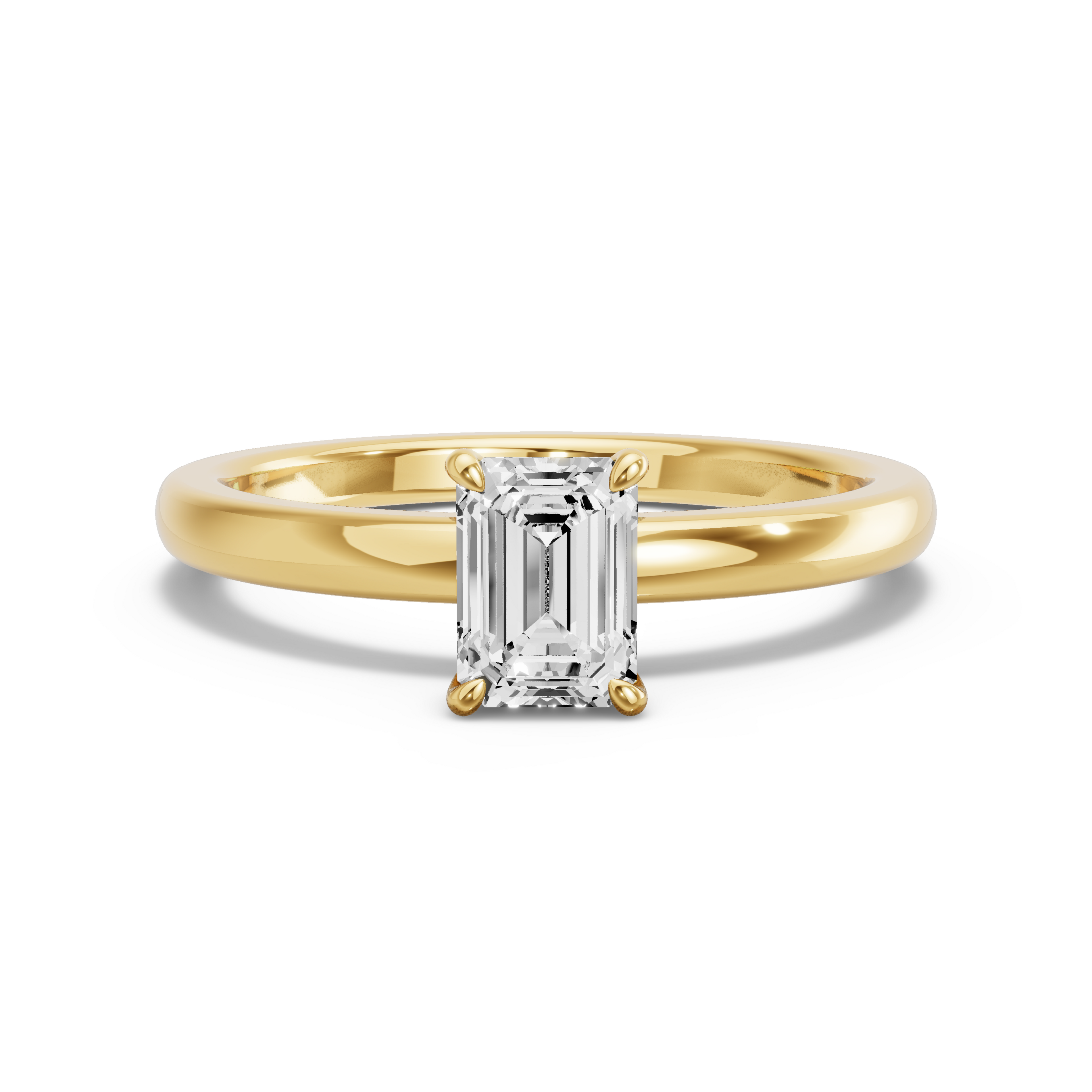 Image for Emerald Four Prong Ring with Solitaire band in 10K Yellow Gold