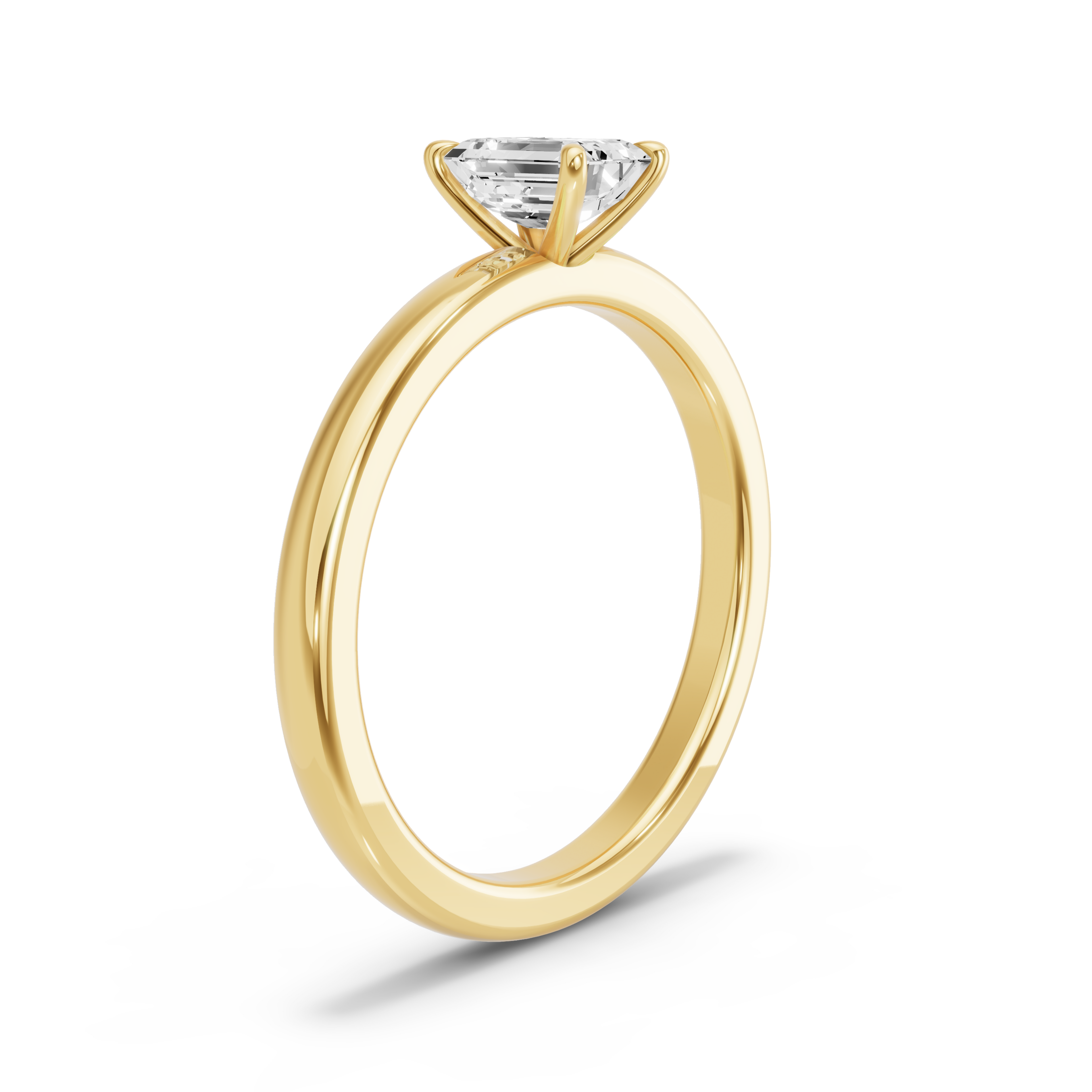 Image for Emerald Four Prong Ring with Solitaire band in 10K Yellow Gold