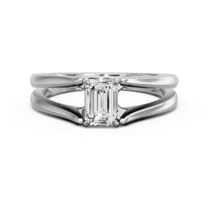Image for Emerald Four Prong Ring with Split Ring Solitaire band