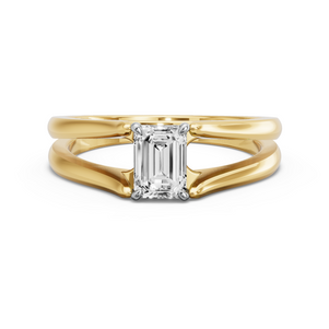 Image for Emerald Four Prong Ring with Split Ring Solitaire band