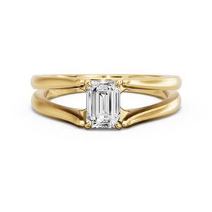 Image for Emerald Four Prong Ring with Split Ring Solitaire band