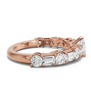 Image for Heart Four Prong Ring with Alternating Baguette band