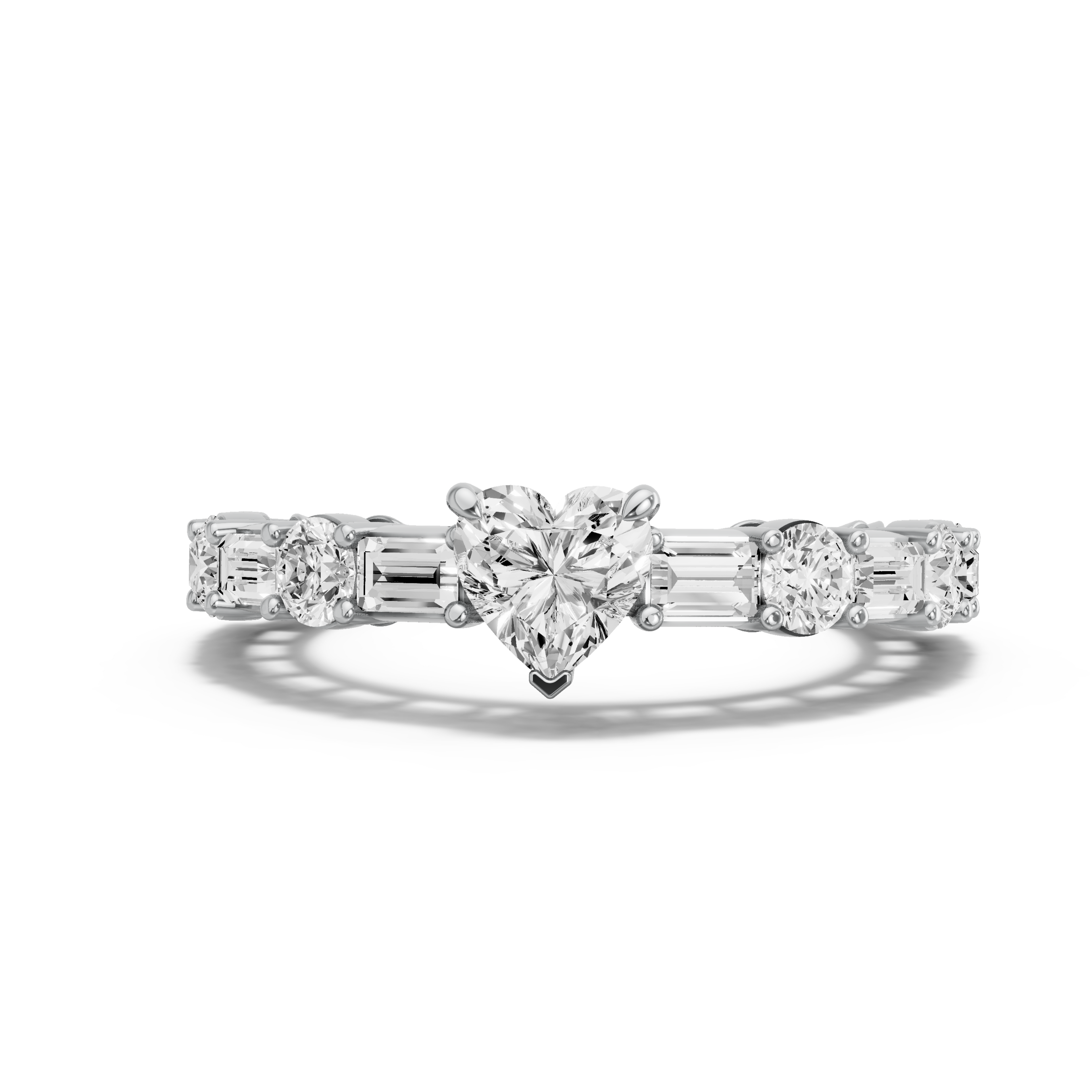 Image for heart-four-prong-ring-with-alternating-baguette-band-in-14k-white-gold